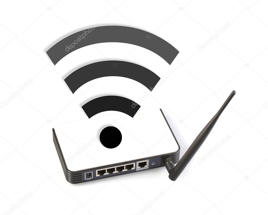 Router network hub with wifi symbol