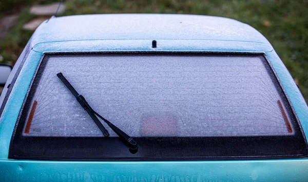 Hielo Helado Parabrisas Del Coche Invierno — Foto de Stock