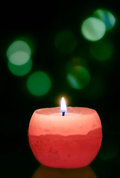 Single Candle Defocused Spots Christmas — Zdjęcie stockowe