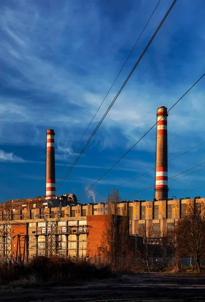 Power Station Two Chimneys — Stock Photo, Image