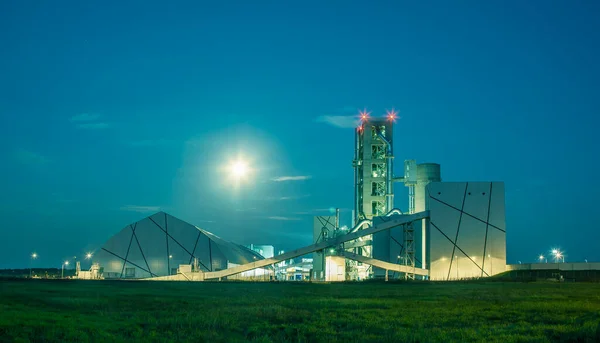 Outdoor Cement Factory Moonlight — Stock Photo, Image