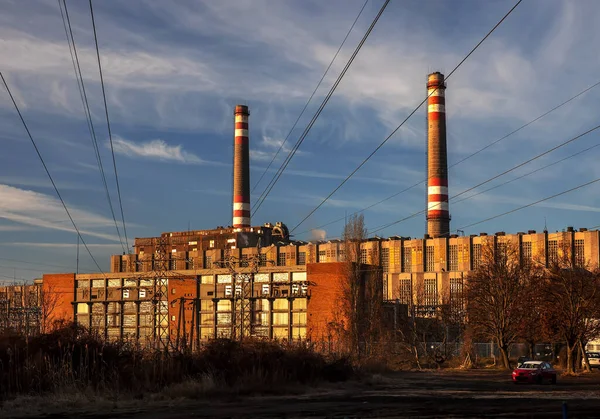 Power Station Two Chimneys — Stock Photo, Image