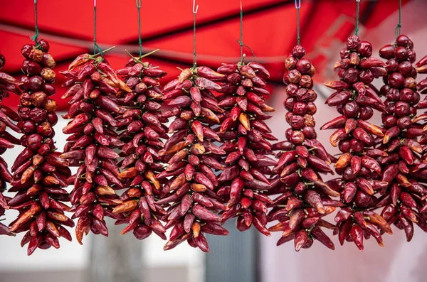 Bunch Dried Chili Peppers — Stock Photo, Image