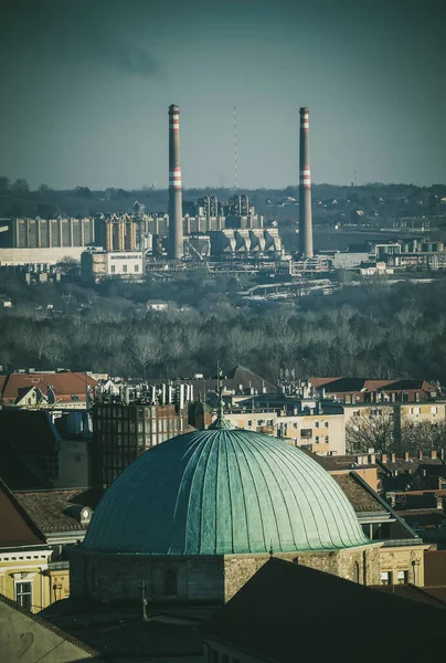 Ville Pecs Avec Mosquée Centrale Vue Aérienne — Photo