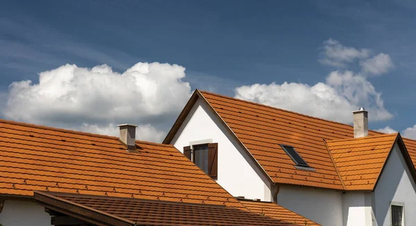 Detalhe Telhado Casa Céu Azul — Fotografia de Stock