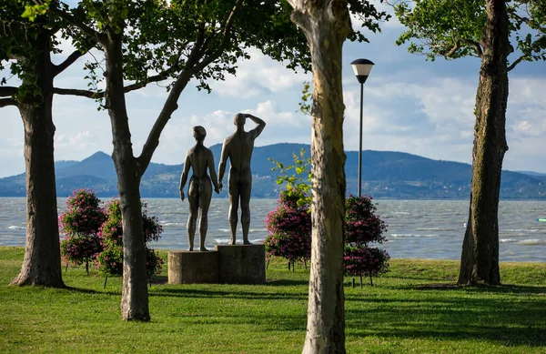 Sculpture Couple Lake Balaton Fonyod Hungary — Zdjęcie stockowe