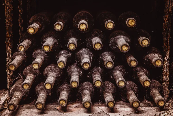 Stack Wine Bottles Cellar — Stock Photo, Image