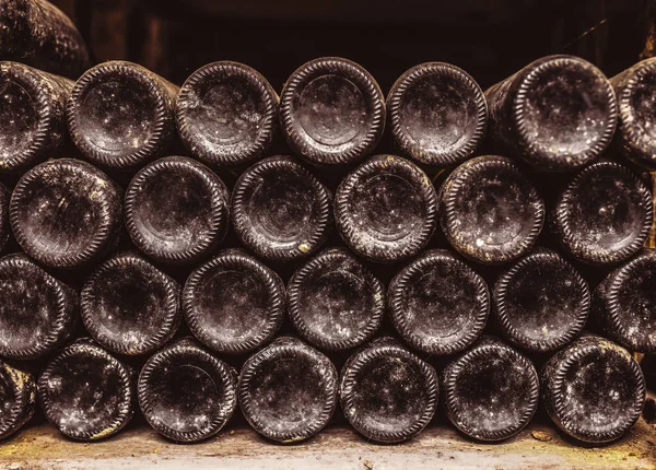 Stack Wine Bottles Cellar — Stock Photo, Image