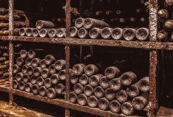 Stack Wine Bottles Cellar — Stock Photo, Image