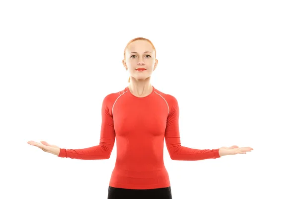 Mujer roja haciendo ejercicio —  Fotos de Stock