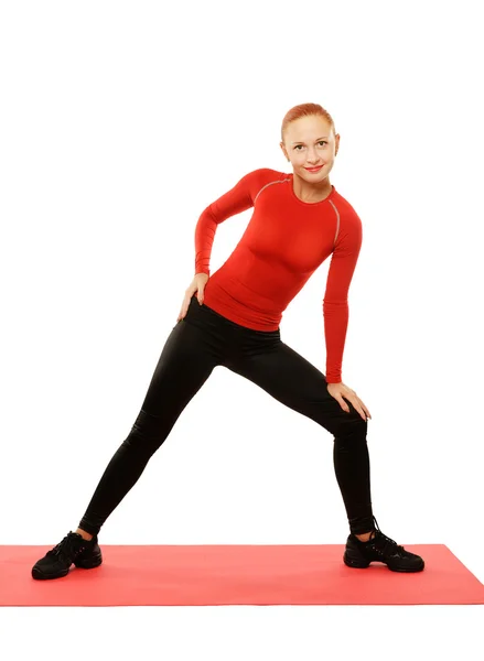 Yoga praxis. kvinnan gör asana — Stockfoto