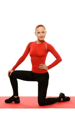 Yoga pratik. Asana yaparken kadın