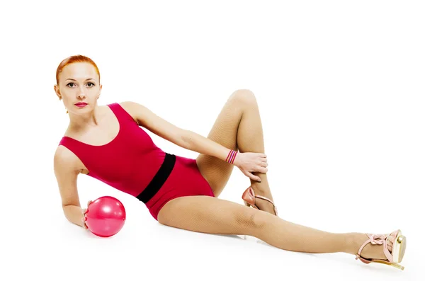 Fitness model with ball — Stock Photo, Image