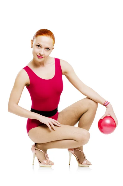Fitness modell labdát — Stock Fotó