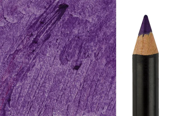 Lápiz de maquillaje púrpura con trazo de muestra — Foto de Stock