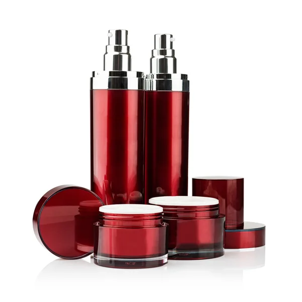 Red cosmetic cans — Stock Photo, Image