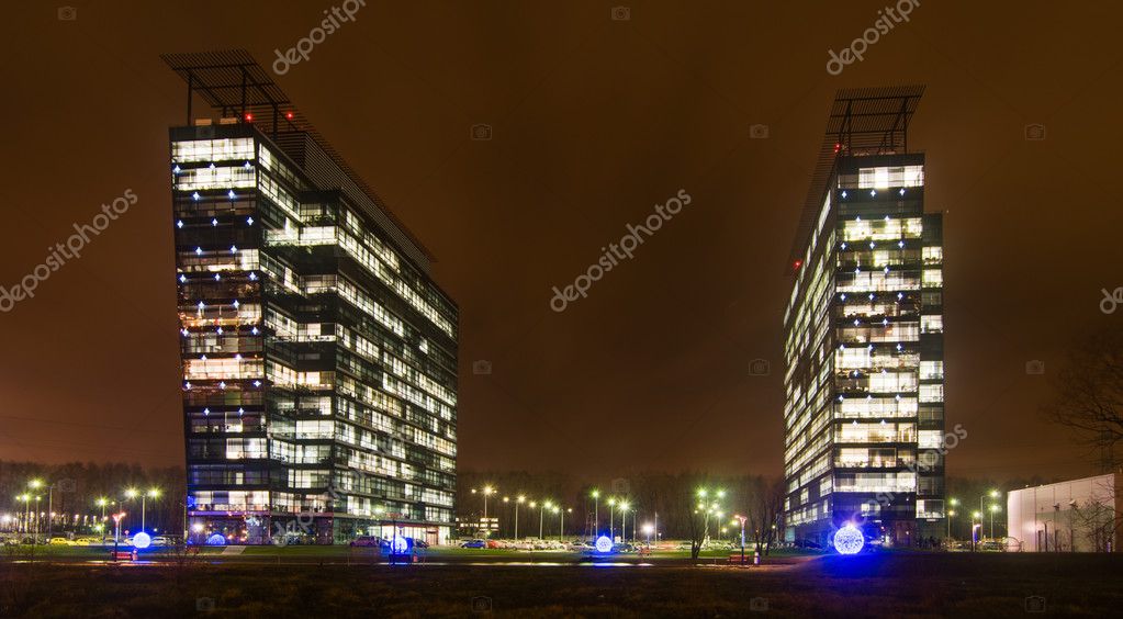 Commercial office buildings exterior - Night view — Stock Photo