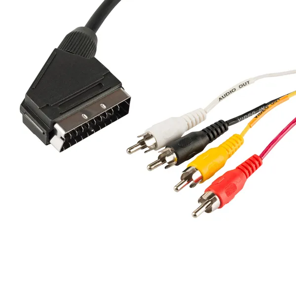 TV SCART-connector en tulip draden — Stockfoto