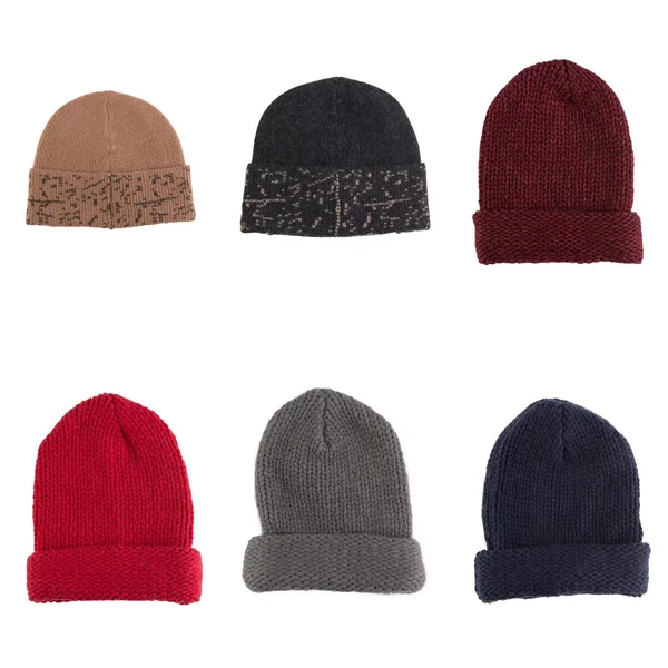 Set di cappelli di lana lavorati a maglia — Foto Stock