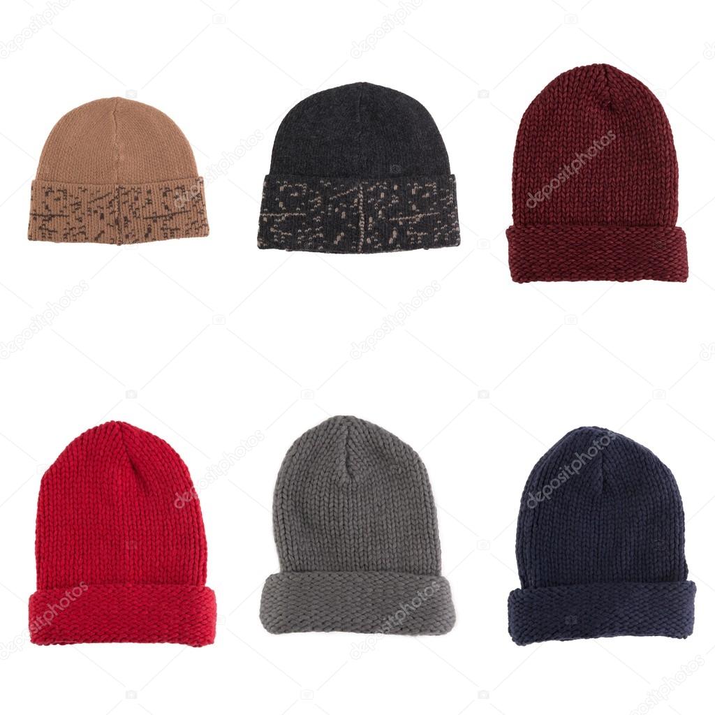 Set of knitted wool hats