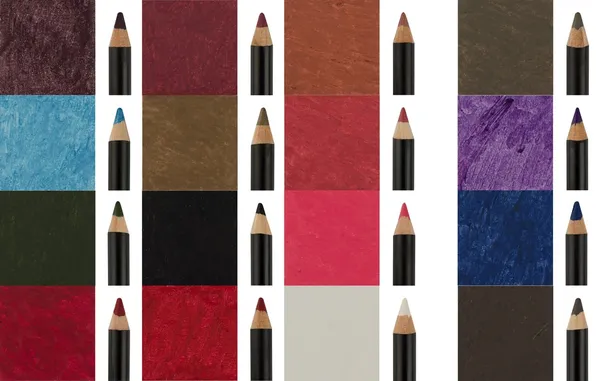 Muitos lápis de forro de maquiagem — Fotografia de Stock
