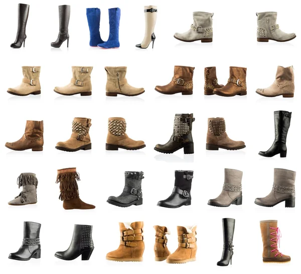 Coleção de vários tipos botas — Fotografia de Stock
