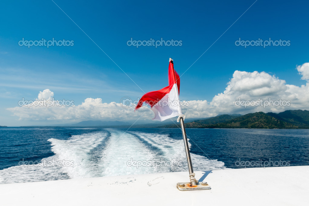 Wake of a speedboat on the ocean