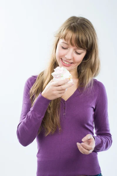 Hermosa chica con caramelo — Foto de Stock