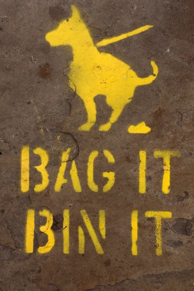 Bag and bin dog mess sign — Stock Photo, Image