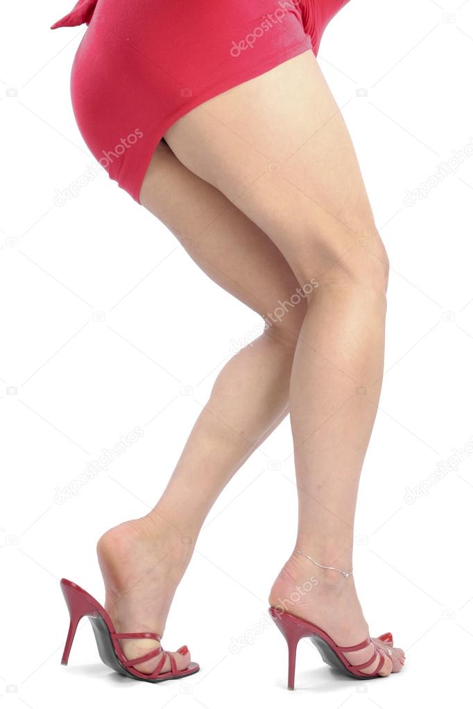 여자 다리 짧은 치마와 검은 힐 신발 입고 — 스톡 사진 © Strobos ...