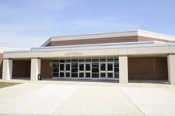 Auditorium sign and entrance for modern school — Stock Photo, Image