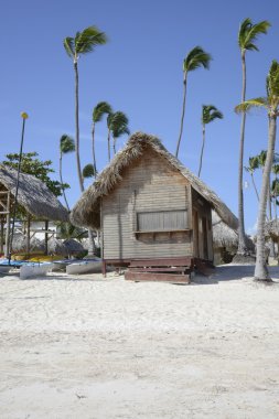 ahşap kulübe bir tropikal plaj