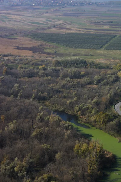 Paysage aérien depuis ballon, vue sur la campagne — Photo