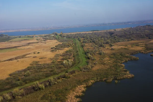 Air scape from balloon, view of countryside — Stock Photo, Image