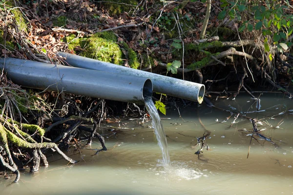 Water uitstroom in bos — Stockfoto