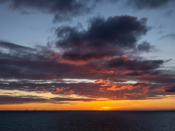 Obloha Západu Slunce Nad Lamanšským Průlivem Peacehaven Východním Sussexu Anglii — Stock fotografie