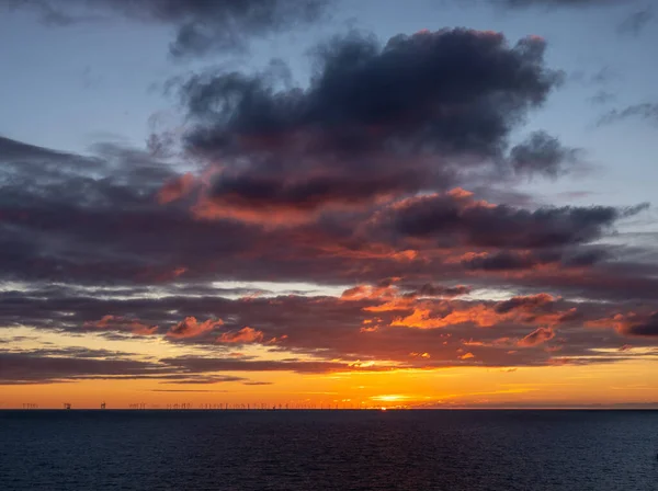 Obloha Západu Slunce Nad Lamanšským Průlivem Útesů Peacehaven Sussexu — Stock fotografie