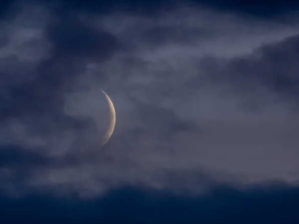 Waxing Crescent Moon Light Grey Cloud —  Fotos de Stock