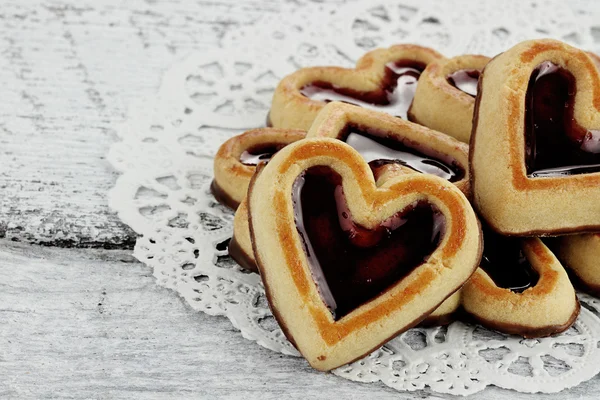 Gruppo di biscotti frolla a forma di cuore — Foto Stock