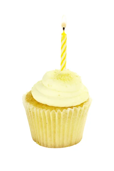 Isolerade födelsedag cupcake — Stockfoto