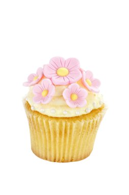 çiçekli izole cupcake