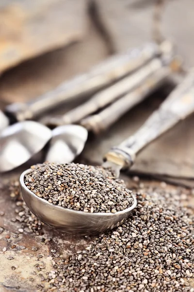 Colher de medição de sementes de Chia — Fotografia de Stock