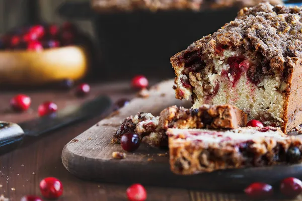 Immagine Rustica Pane Dolce Mirtillo Fatto Casa Natale Focus Selettivo — Foto Stock