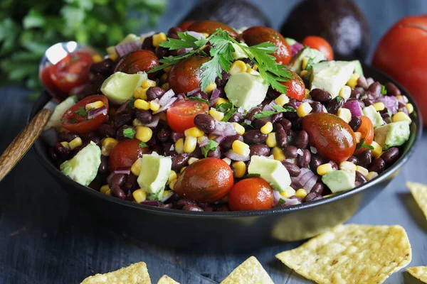 Házi Készítésű Mexikói Fekete Bab Kukorica Saláta Vagy Texasi Kaviár — Stock Fotó