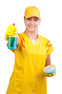 güzel genç temizlikçi kadın