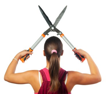 kadın bahçıvan Bahçe makasla kesme