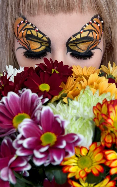 Beautiful butterfly makeup — Stock Photo, Image