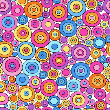 groovy geometrik gökkuşağı daire karalamalar sorunsuz tekrar tasarlamak vektör
