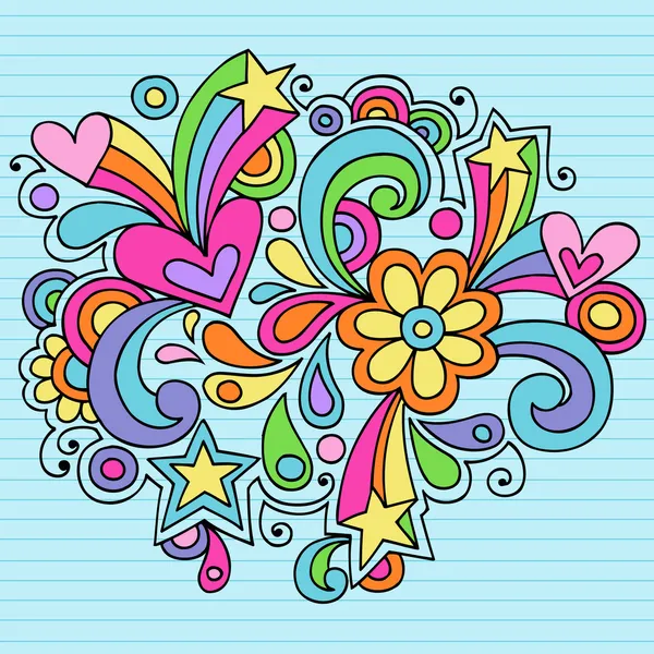 Flor Poder Groovy psicodélico Doodles Vector Design — Vetor de Stock