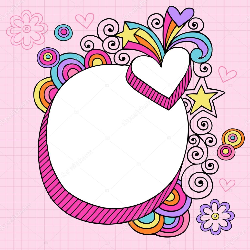 Oval Picture Frame Groovy Psychedelic Doodles Vector Design